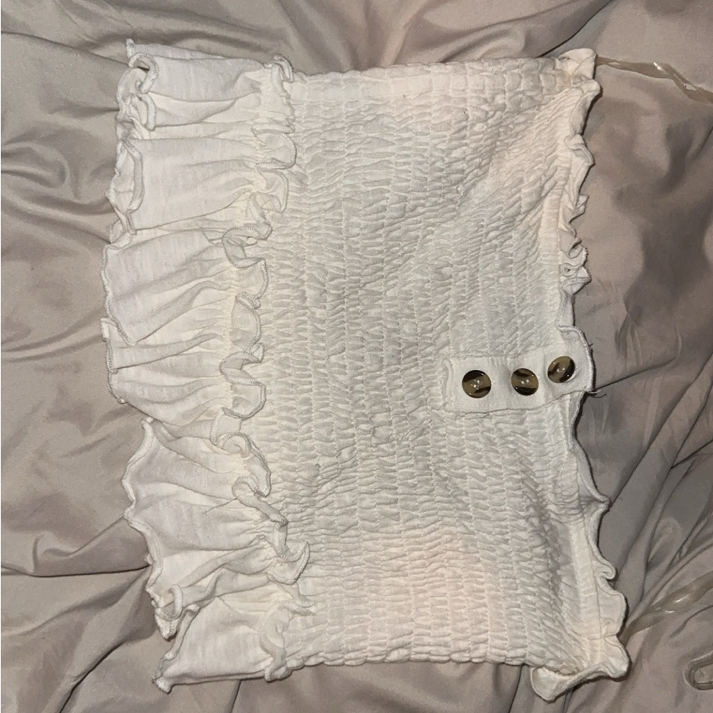 White Strapless Cropped Top summer